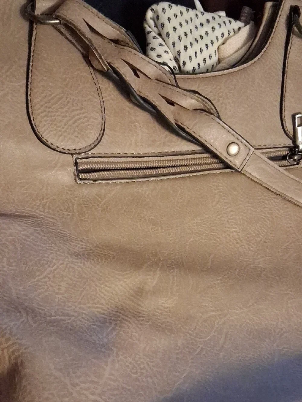 Source Unknown Taupe Studded Hobo Shoulder Bag